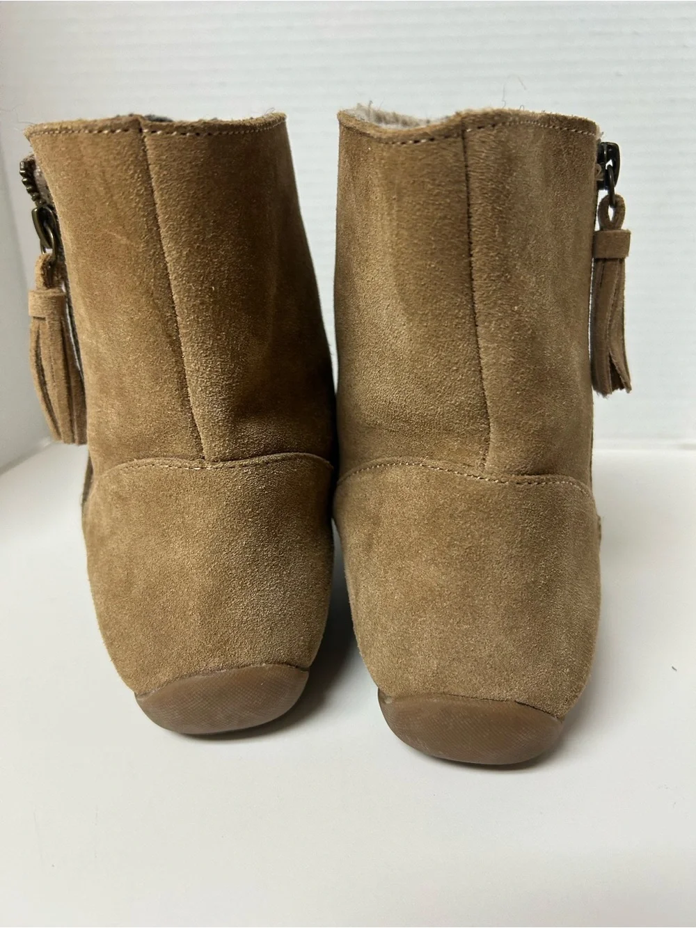 Sporto Joy Suede Moccasin Sport Ankle Boots Tan Chestnut Fringe Size 10 M